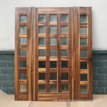 Projetos de porta principal de madeira maciça de nogueira preta com vidro de certificado do CE e luz lateral